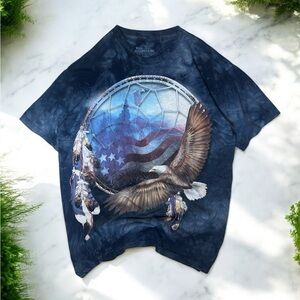 THE MOUNTAIN Native American Eagle Patriotic Tie Dye Graphic Boho T Shirt